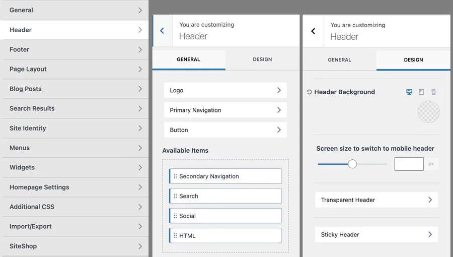 Customize, Blocks, and Responsive Design with Kadence header settings
